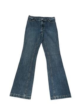 Gap Long and Lean Flare Jeans Blue Denim High Mid Rise Womens Sz 4 36 Inseam